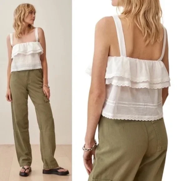 NWT Reformation Tarragon Organic Cotton Top Small - Picture 2 of 6